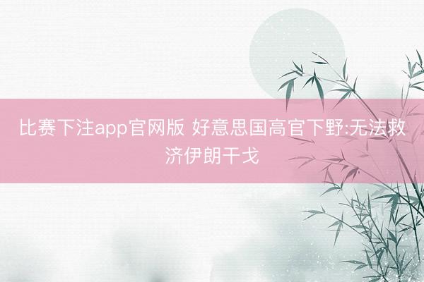 比赛下注app官网版 好意思国高官下野:无法救济伊朗干戈